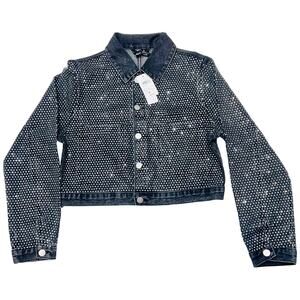 Windsor Denim Jacket Medium Black Rhinestones All Over Bedazzled New
